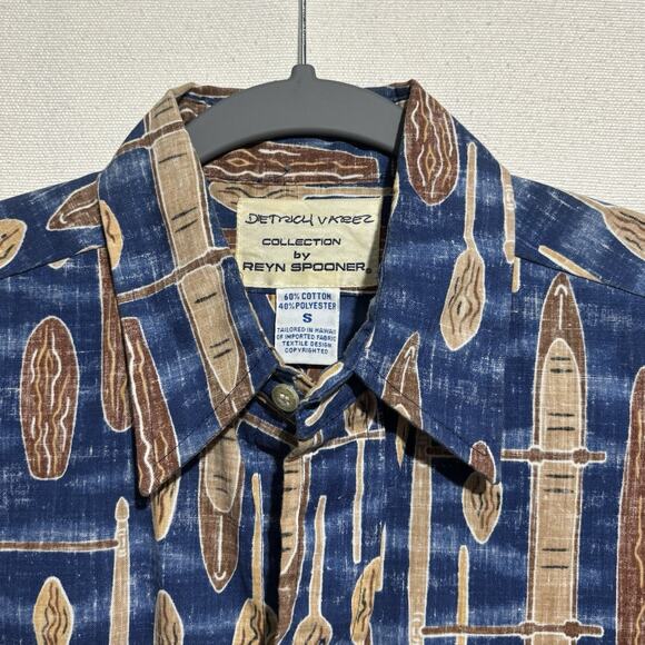 Reyn Spooner Dietrich Varez Polynesian Shirt Mens Small Outrigger Canoe AOP VTG - Picture 2 of 8